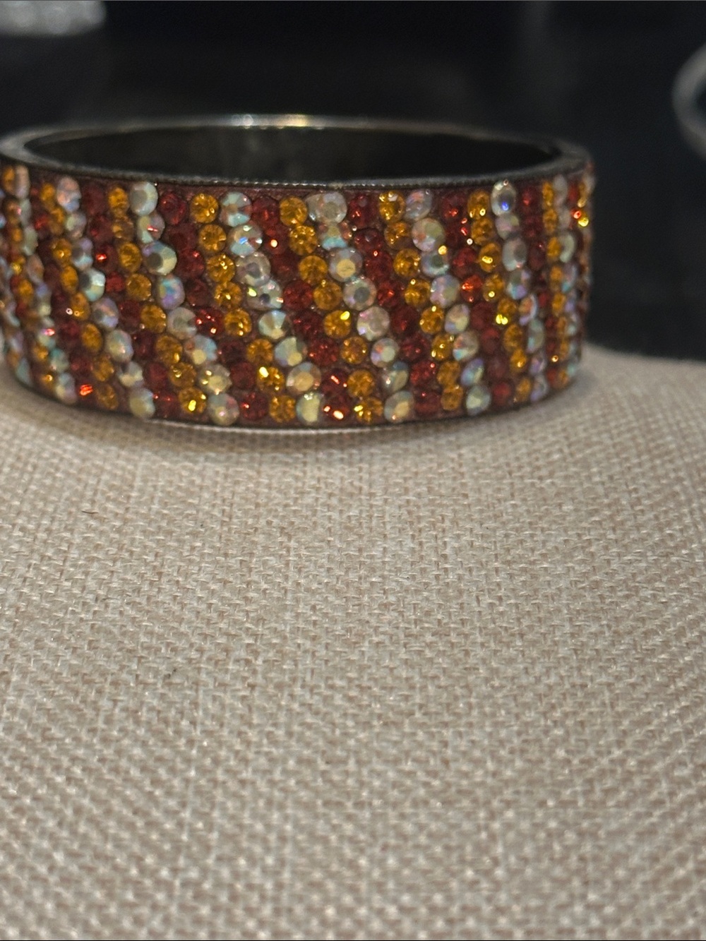 Multicolor Rhinestone Cuff Bracelet - Fall Tones - Picture 2 of 3